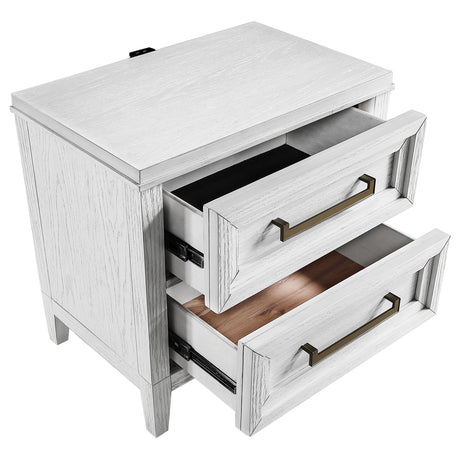 Marielle Distressed White 2-drawer Nightstand Bedside Table by Coaster at Eve Furniture