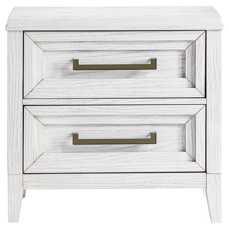 Marielle Distressed White 2-drawer Nightstand Bedside Table by Coaster at Eve Furniture