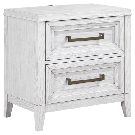 Marielle Distressed White 2-drawer Nightstand Bedside Table by Coaster at Eve Furniture