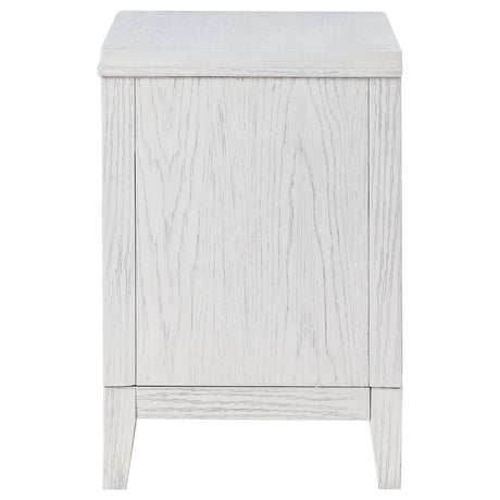 Marielle Distressed White 2-drawer Nightstand Bedside Table by Coaster at Eve Furniture