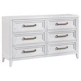 Marielle Distressed White 6-drawer Bedroom Dresser by Coaster at Eve Furniture