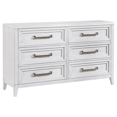 Marielle Distressed White 6-drawer Bedroom Dresser by Coaster at Eve Furniture
