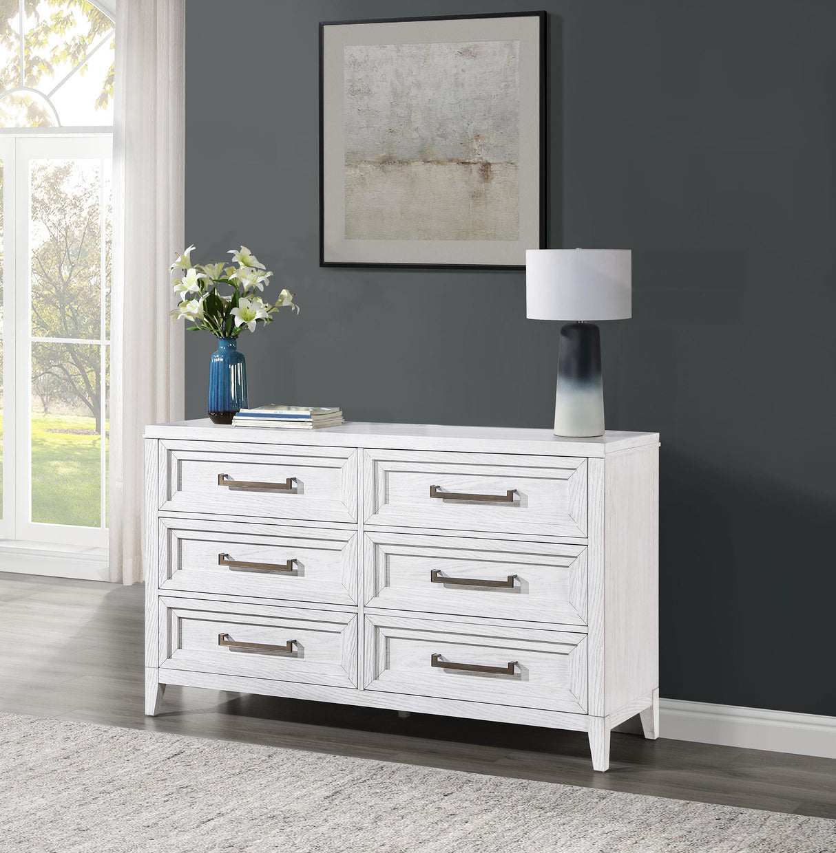 Marielle Distressed White 6-drawer Bedroom Dresser by Coaster at Eve Furniture