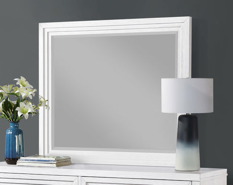 Marielle Distressed White Dresser Mirror by Coaster at Eve Furniture