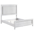 Marielle Distressed White Queen Upholstered LED Panel Bed by Coaster at Eve Furniture