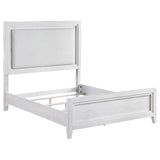 Marielle Distressed White Queen Upholstered LED Panel Bed by Coaster at Eve Furniture