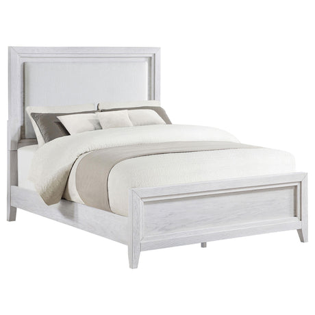 Marielle Eastern King LED Panel Bed Distressed White