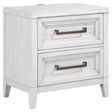 Marielle Distressed White 2-drawer Nightstand Bedside Table by Coaster at Eve Furniture