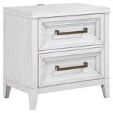 Marielle Distressed White 2-drawer Nightstand Bedside Table by Coaster at Eve Furniture