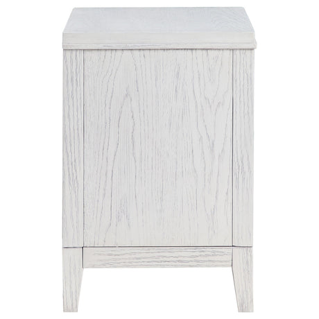 Marielle Distressed White 2-drawer Nightstand Bedside Table by Coaster at Eve Furniture