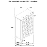 Marielle 5-drawer Bedroom Chest Distressed White by Coaster at Eve Furniture