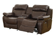 Marille Brown Bonded Leather Reclining Loveseat by Homelegance at Eve Furniture