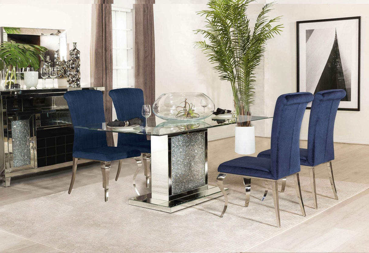 Marilyn Mirror/Ink Blue 5-Piece Rectangular Dining Set