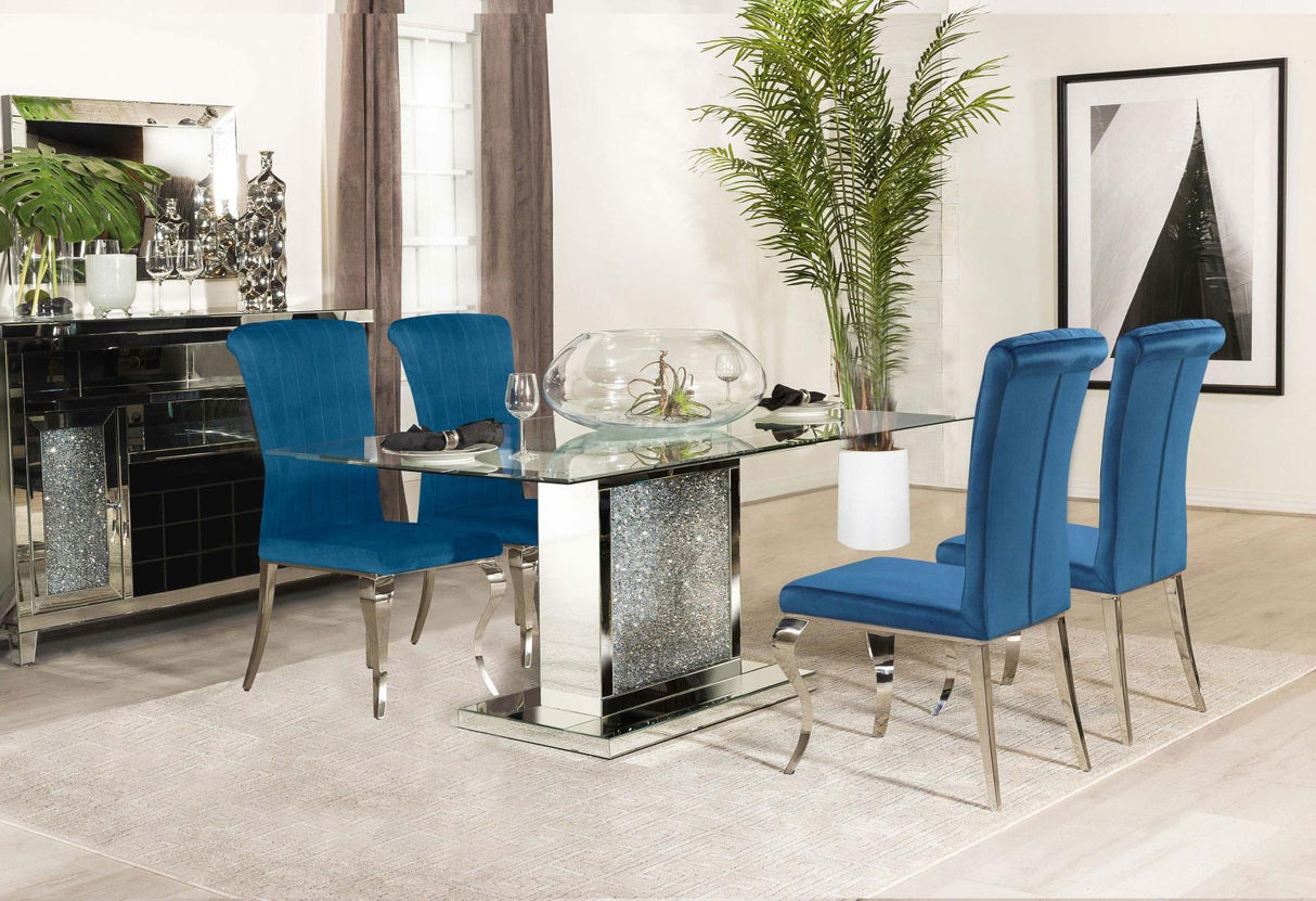 Marilyn Mirror/Teal 5-Piece Rectangular Dining Set