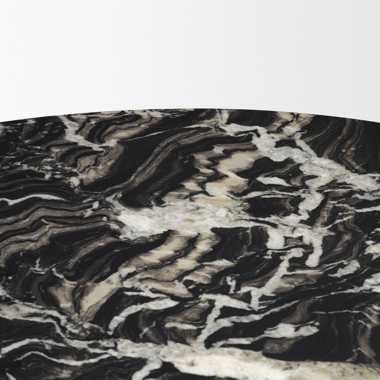 Marilyn Black Forest Marble Black Wood Pedestal Round Dining Table by Mercana at Eve Furniture