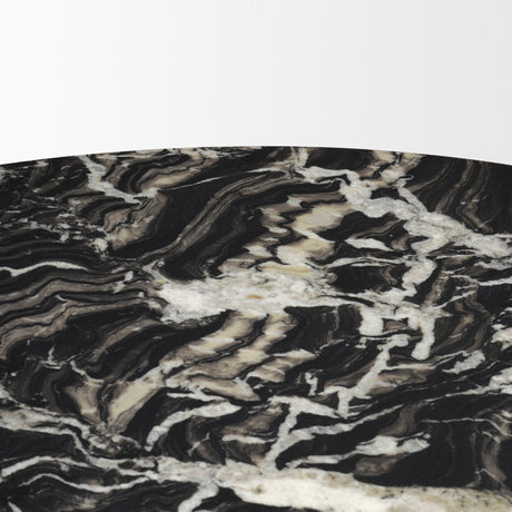 Marilyn Black Forest Marble Black Wood Pedestal Round Dining Table by Mercana at Eve Furniture