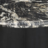 Marilyn Black Forest Marble Black Wood Pedestal Round Dining Table by Mercana at Eve Furniture