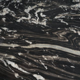 Marilyn Black Forest Marble Black Wood Pedestal Round Dining Table by Mercana at Eve Furniture