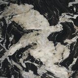 Marilyn Black Forest Marble Black Wood Pedestal Round Dining Table by Mercana at Eve Furniture