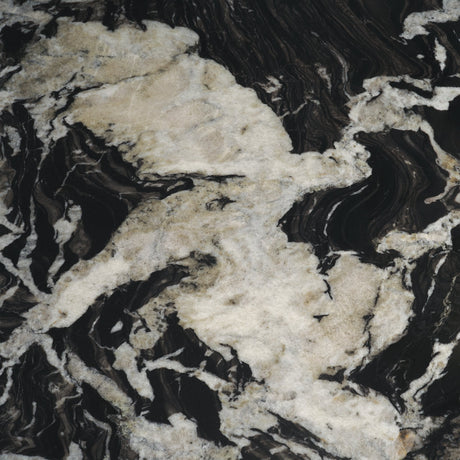 Marilyn Black Forest Marble Black Wood Pedestal Round Dining Table by Mercana at Eve Furniture