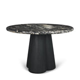 Marilyn Black Forest Marble Black Wood Pedestal Round Dining Table by Mercana at Eve Furniture