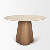 Marilyn Botticino Marble W/ Light Brown Wood Base Dining Table by Mercana at Eve Furniture