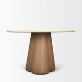 Marilyn Botticino Marble W/ Light Brown Wood Base Dining Table by Mercana at Eve Furniture