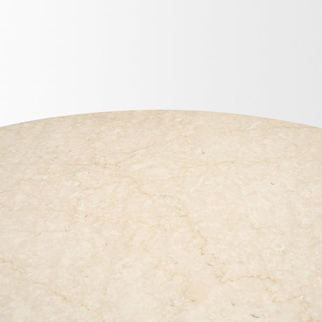 Marilyn Botticino Marble W/ Light Brown Wood Base Dining Table by Mercana at Eve Furniture