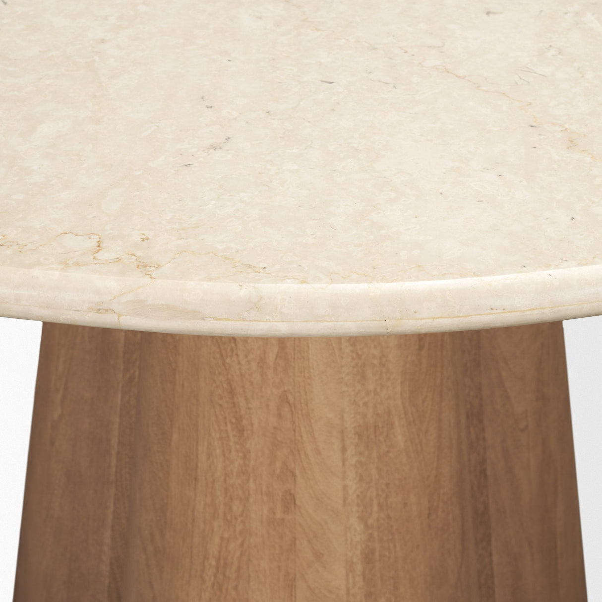 Marilyn Botticino Marble W/ Light Brown Wood Base Dining Table by Mercana at Eve Furniture