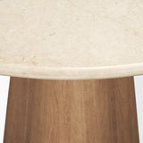 Marilyn Botticino Marble W/ Light Brown Wood Base Dining Table by Mercana at Eve Furniture