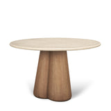 Marilyn Botticino Marble W/ Light Brown Wood Base Dining Table by Mercana at Eve Furniture