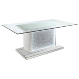 Marilyn Pedestal Rectangle Glass Top Dining Table Mirror