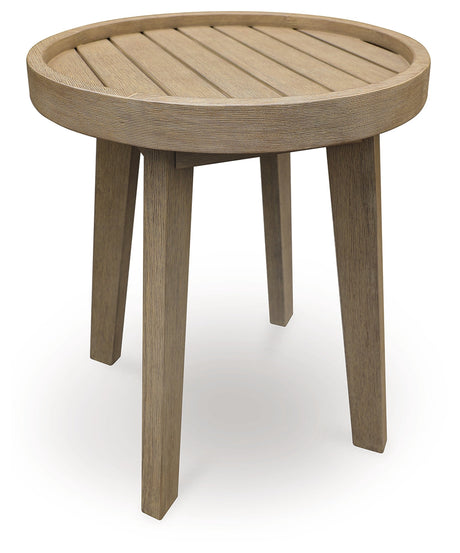 Marina Sun Beige Outdoor End Table by Ashley at Eve Furniture