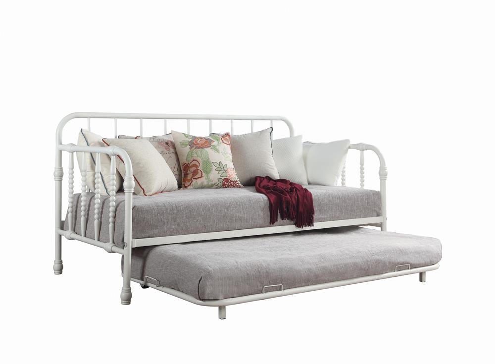 Marina White Twin Metal Daybed with Trundle