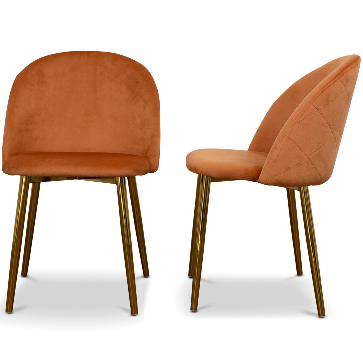 Marion Mid Century Modern Dining Chair (Set of 2) Orange Velvet