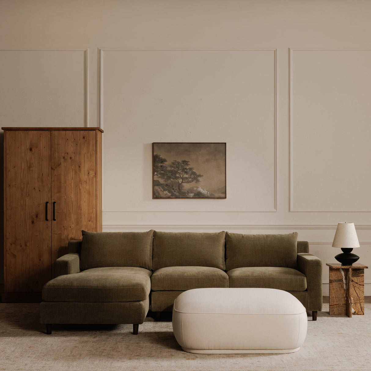 Marion White Square Ottoman by Moe's Home at Eve Furniture
