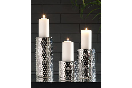 Marisa Silver Finish Candle Holder by Ashley at Eve Furniture