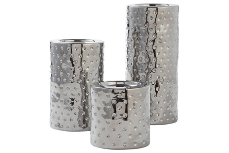 Marisa Silver Finish Candle Holder by Ashley at Eve Furniture