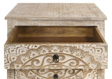 Mariska White Distressed 3-Drawer Wooden Accent Cabinet