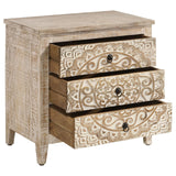 Mariska White Distressed 3-Drawer Wooden Accent Cabinet