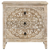 Mariska White Distressed 3-Drawer Wooden Accent Cabinet