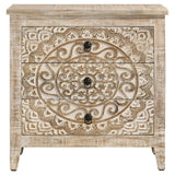 Mariska White Distressed 3-Drawer Wooden Accent Cabinet by Coaster at Eve Furniture