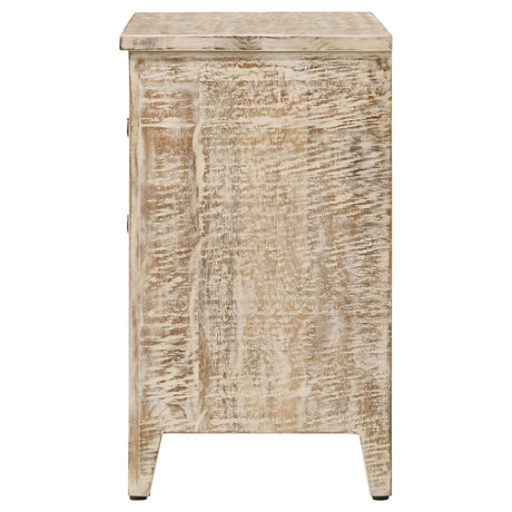 Mariska White Distressed 3-Drawer Wooden Accent Cabinet by Coaster at Eve Furniture