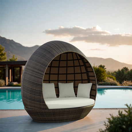 Marisol Brown & Beige Outdoor Beach Daybed by Zuomod at Eve Furniture