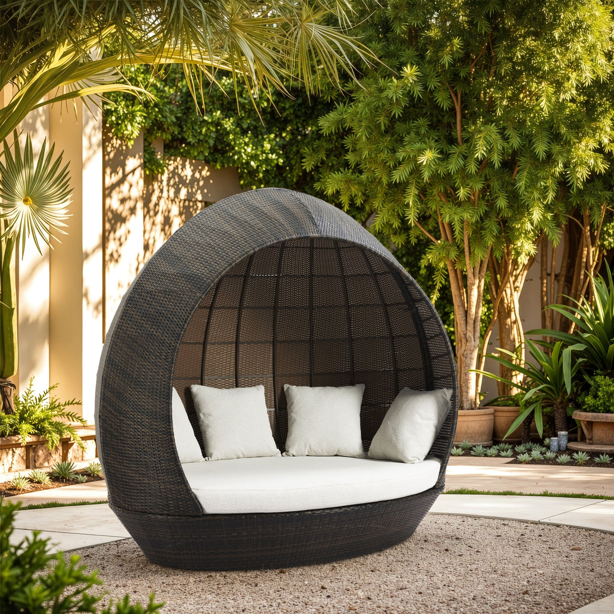 Marisol Brown & Beige Outdoor Beach Daybed by Zuomod at Eve Furniture