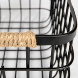 Marius (Set of 2) Matte Black Metal W/ Rope Trim Rectangular Baskets by Mercana at Eve Furniture