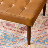 Mark Mid-Century Tufted Square Genuine Leather Upholstered Ottoman In Tan by Ashcroft Furniture at Eve Furniture