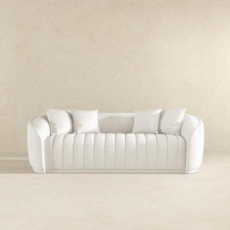Markus Mid Century Modern Luxury Tight Back Boucle Couch in White