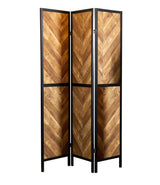 Marlene Rustic Tobacco/Black Herringbone Pattern 3-Panel Screen by Coaster at Eve Furniture