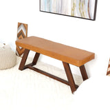 Marley Genuine Leather Bench In Tan by Ashcroft Furniture at Eve Furniture
